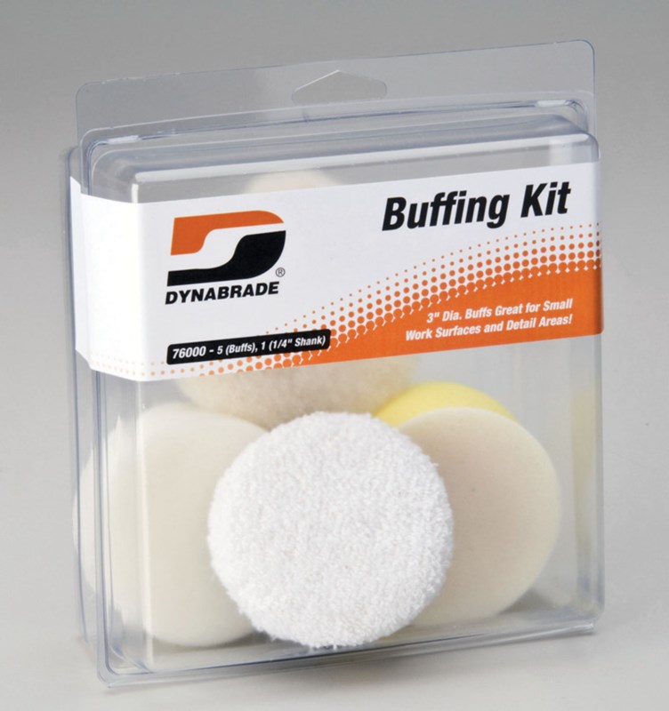 Dynabrade Buffing Kit includes (1) of 3" Pads, 90027, 90028, 90038, 90442, and 50125