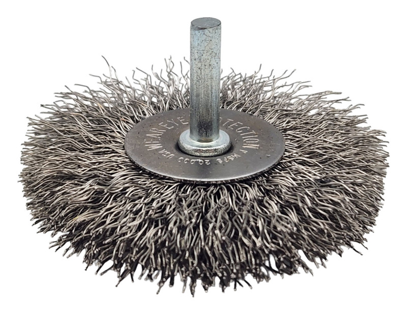 Crimped Wire Radial Wheel Brush 3" (76 mm) Dia. x .014 x 13/16" Stainless Steel
