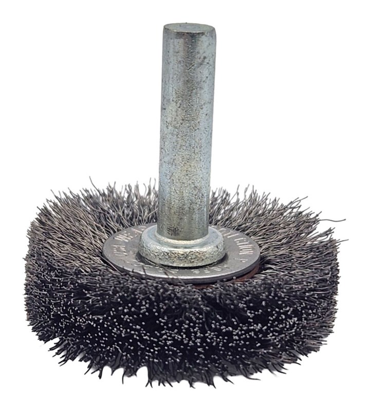 Crimped Wire Radial Wheel Brush 1-1/2" (38 mm) Dia. x .006 x 3/8" Steel