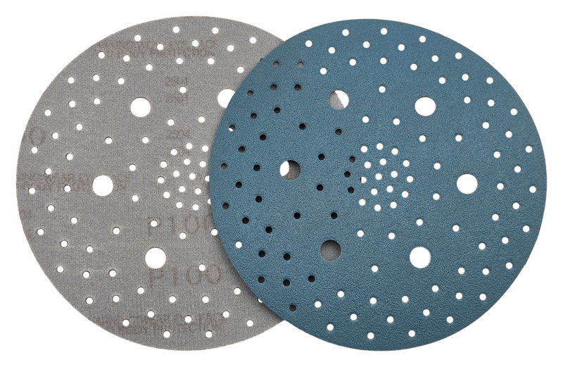 Disque DynaCut à support filmé sous vide, à crochets, multi-trous, diamètre 6" (152 mm), grain 100, A/O