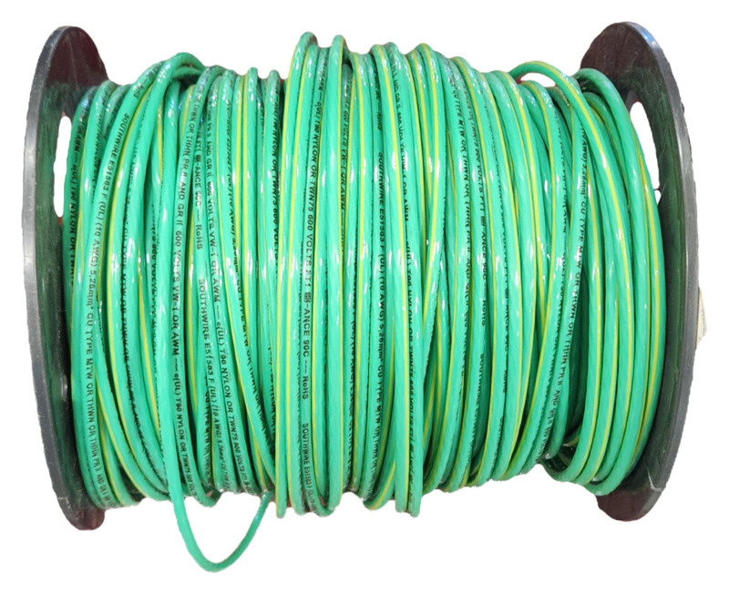 10 Gauge Eq. Ground Wire Greeen w/yellow stripe