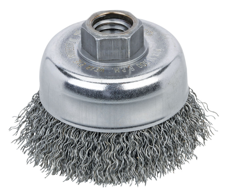Brosse métallique DynaCut, diamètre 3" (76 mm) x 0,014, filetage 5/8-11 UNC, acier AH