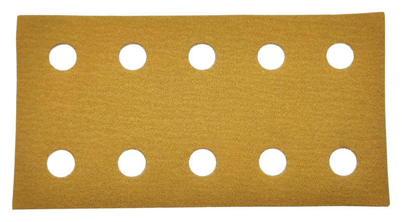 3-2/3" (93 mm) W x 7" (178 mm) L 180 Grit Hookit Gold With 10 Vacuum Holes DynaCut Sheet
