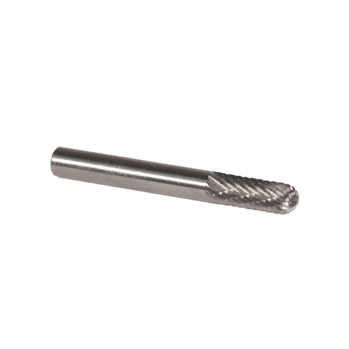 Carbide Burr, 6 mm Dia., SC-1 D/C Burr, Cylinder-Radiused End, 16 mm Flute L, 6 mm Shank