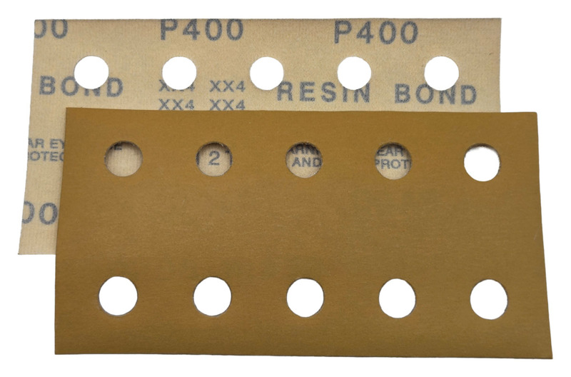 3-2/3" (93 mm) W x 7" (178 mm) L 400 Grit Hookit Gold With 10 Vacuum Holes DynaCut Sheet