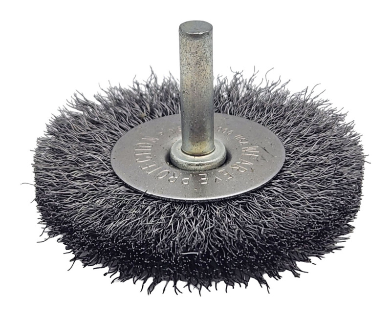 Crimped Wire Radial Wheel Brush 2-1/2" (64 mm) Dia. x .008 x 9/16" Steel
