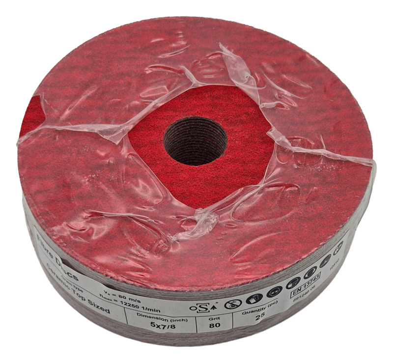 Disque en fibre céramique DynaCut, diamètre 5" (127 mm), épaisseur 7/8", grain 80