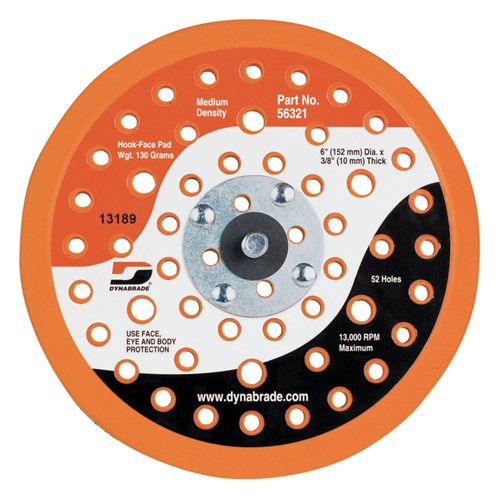 6" (152 mm) Dia. Vacuum Disc Pad, Hook-Face, 52 Holes