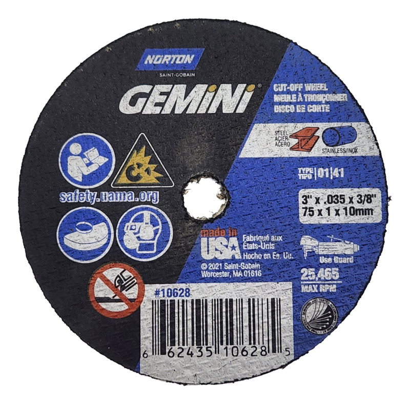 3" (76 mm) Dia. x .035 W x 3/8" CH A/O Reinforced Cut-Off Wheel